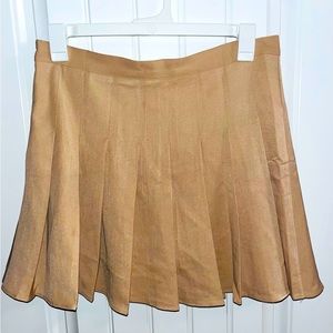 Pleated khaki Skirt with silk shorts attached
